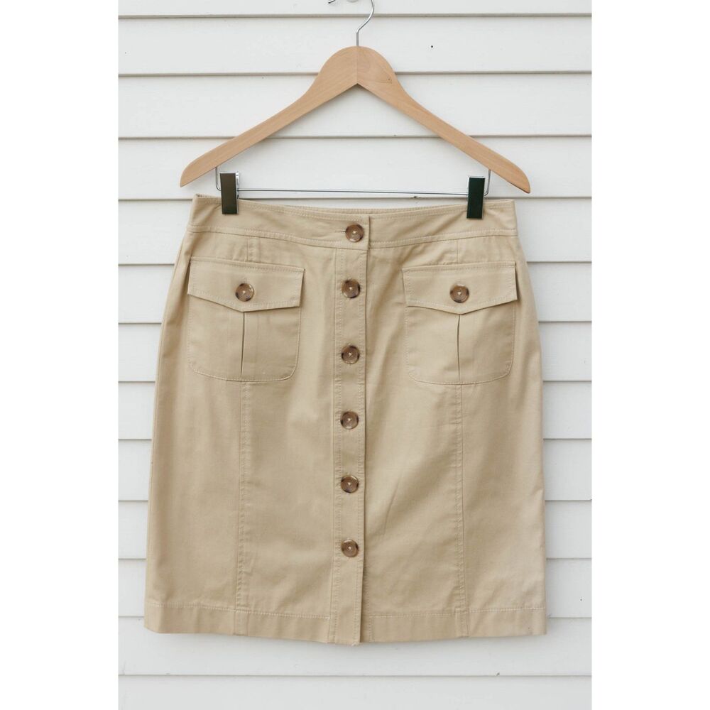 Banana Republic Khaki Button Front Utility Skirt Like New Condition Women's 10P
